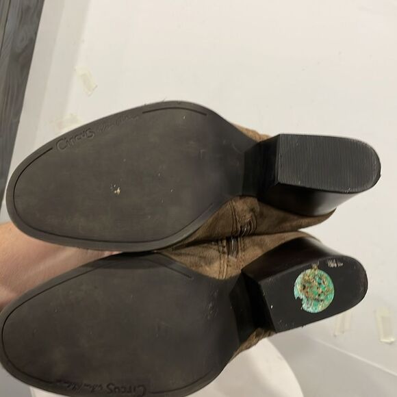 Sam Edelman Circus Tan Genuine Suede Over Knee Lace Up Tatum Boots 7.5M Women - Picture 9 of 13